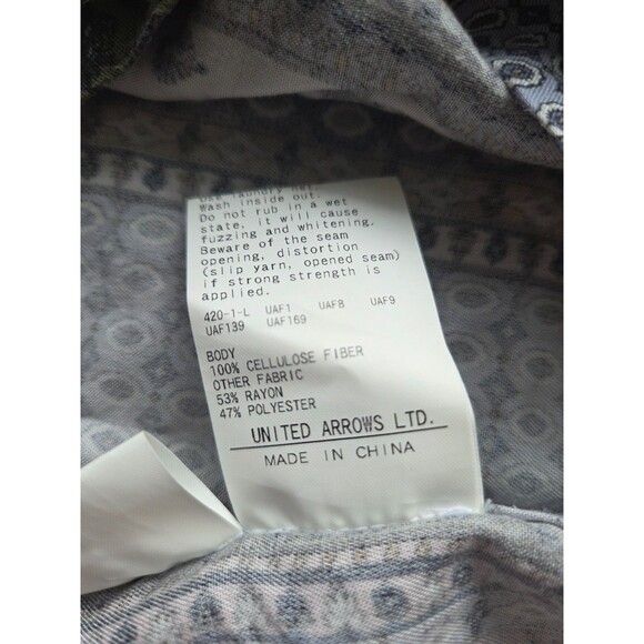 United Arrows Monkey Time Men's M Short Sleeve Button Up Shirt Ethnic Pattern - Picture 6 of 8
